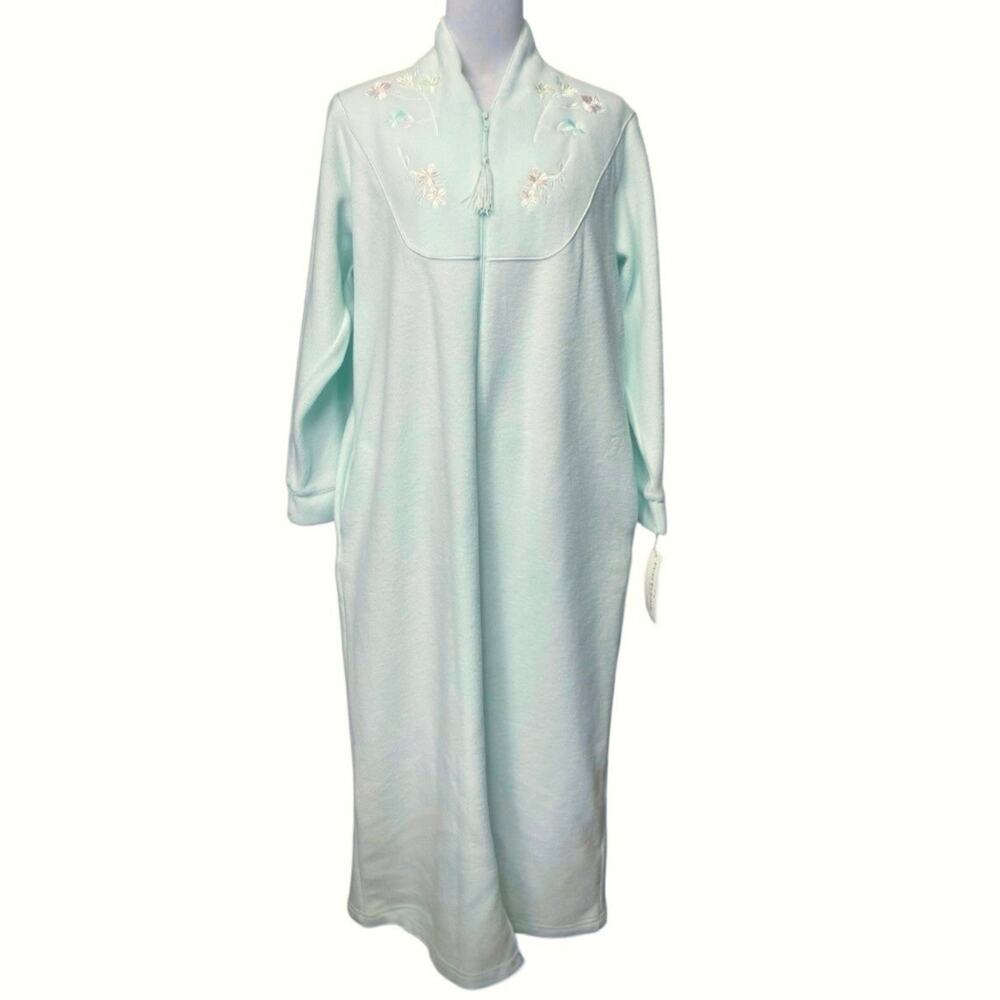 NWT - Miss Elaine Light Blue Zip-Up Soft Touch Robe
